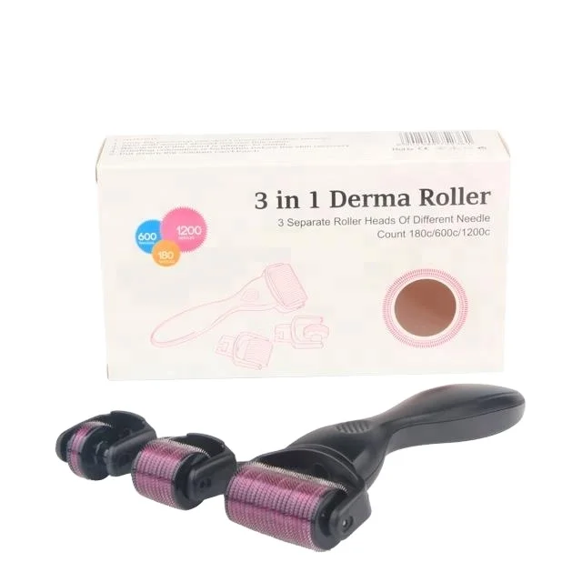 Microneedling Scar Removal Skin Rejuvenation Treatment Replaceable 3 in 1 Dermaroller Kit