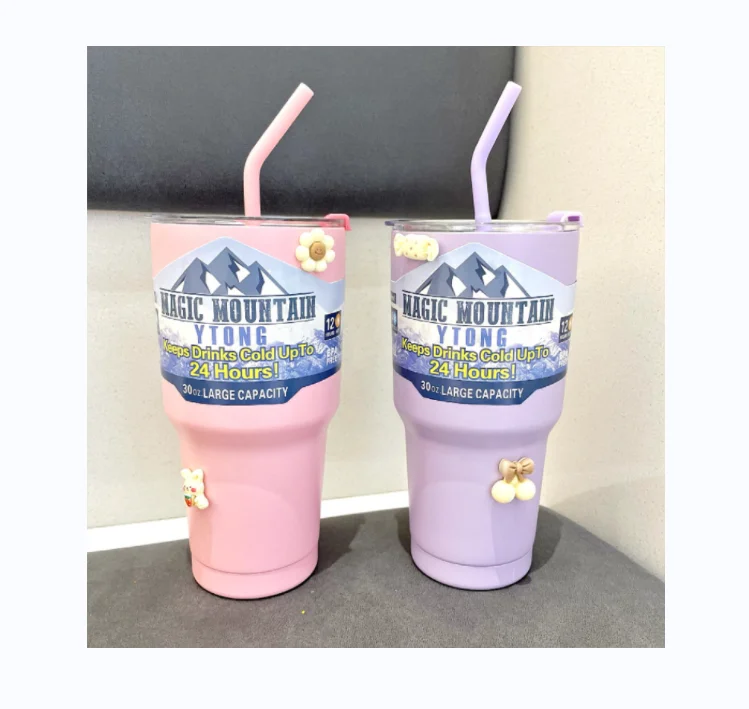 New 900ML 30oz Stainless Steel Travel Mug Amazon Fashion Handgrip Cup Tumbler Vacuum Flask Thermos 3D DIY Coffee Mug Adults