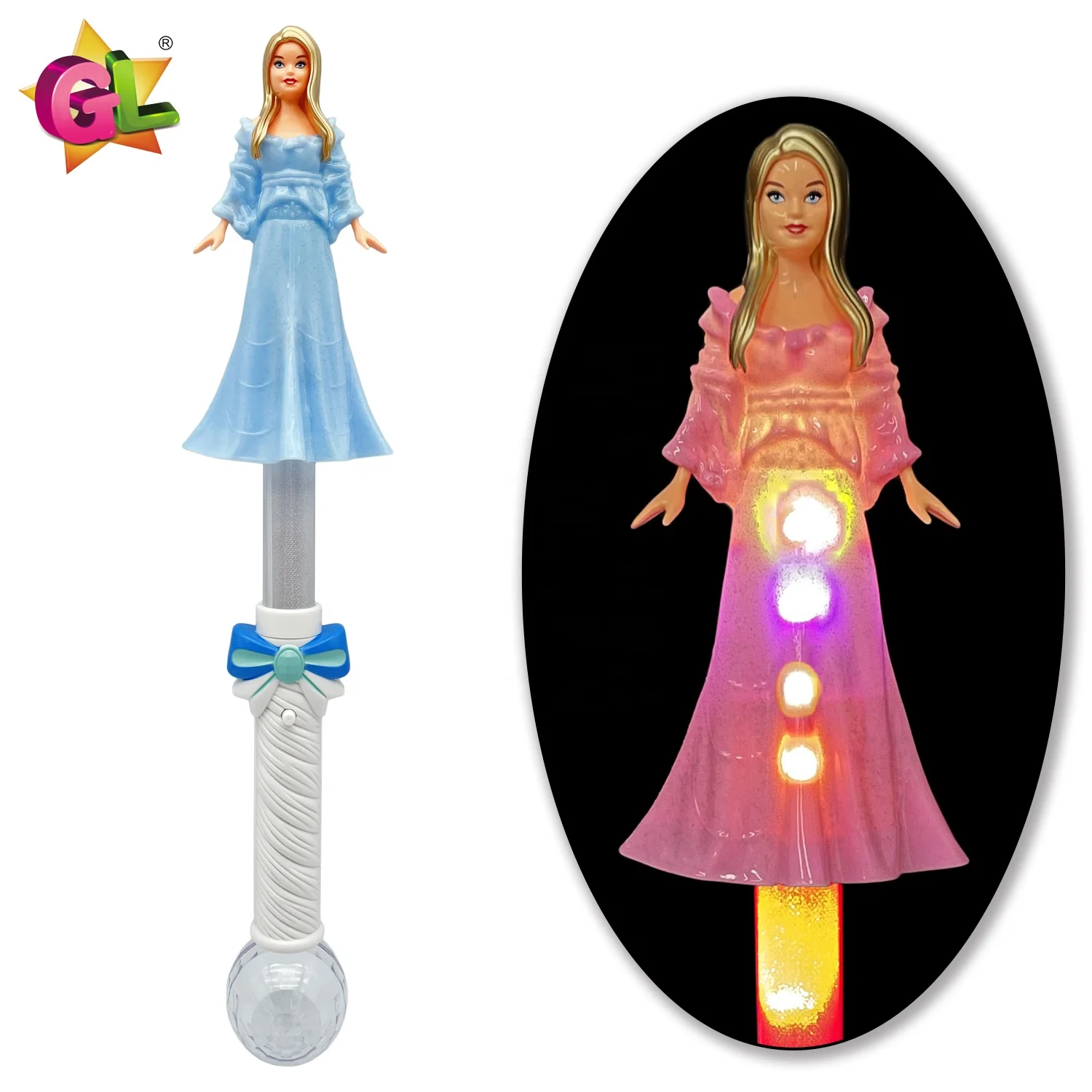New products 2024 light up princess magic ball wand with plastic toys pink blue led light up toys