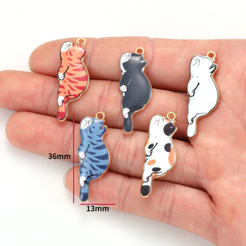 Enamel Alloy Charm Cartoon Cat Earring Pendant DIY Keychain Necklace Jewelry Accessories Kawaii Earring Charms W388