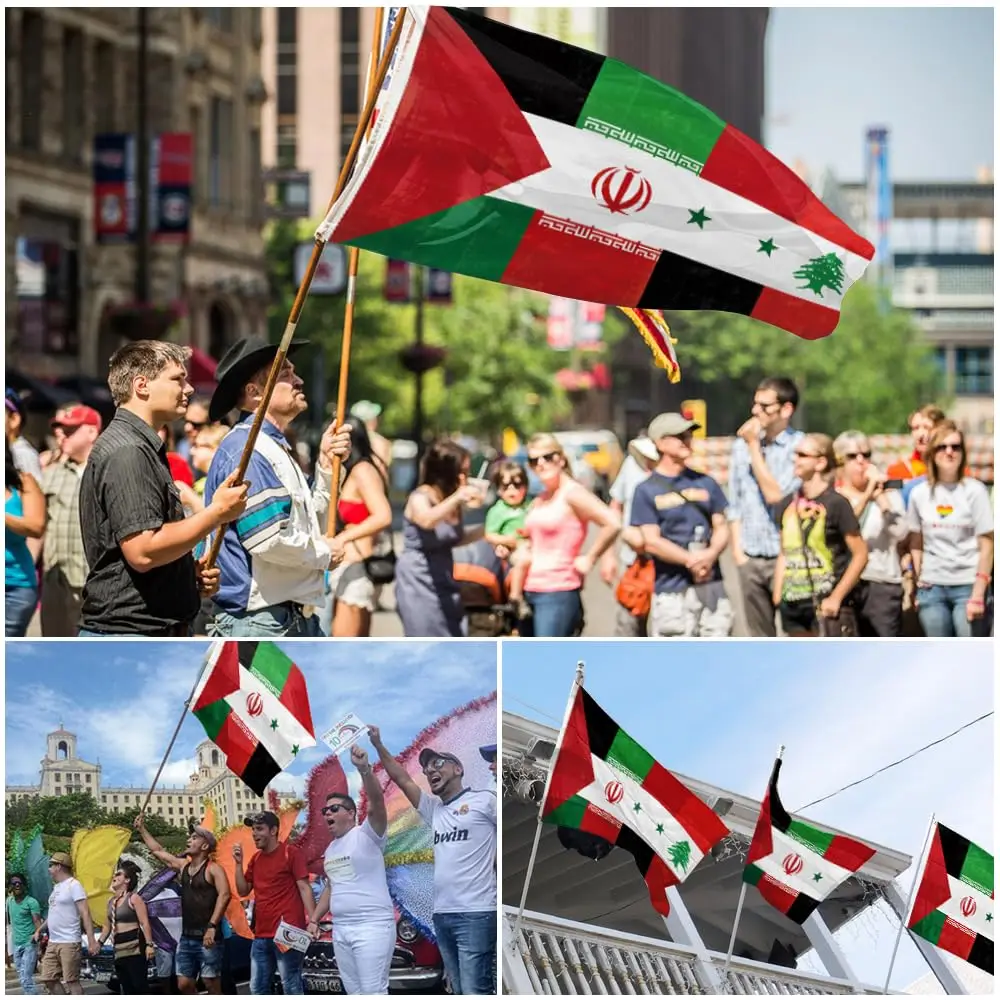 Flagnshow 90x150 cm waterproof 100% polyester Palestine Lebanon Iran Syria Flag