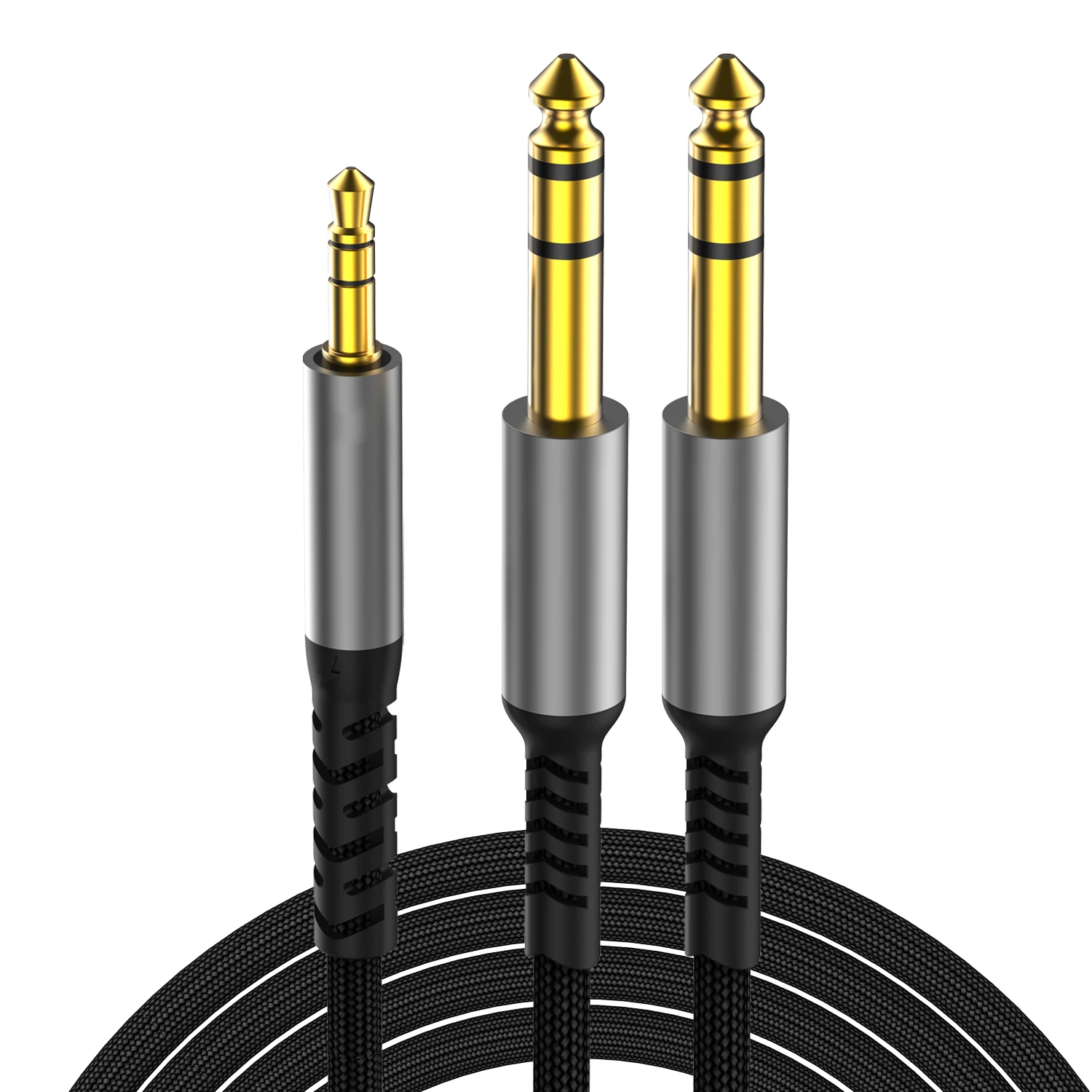 3.5MM TRS Stereo Jack Male To Double Dual 6.35MM TS Mono Male Y Splitter Stereo Audio Cable 3.5 to 6.35 juitar cable