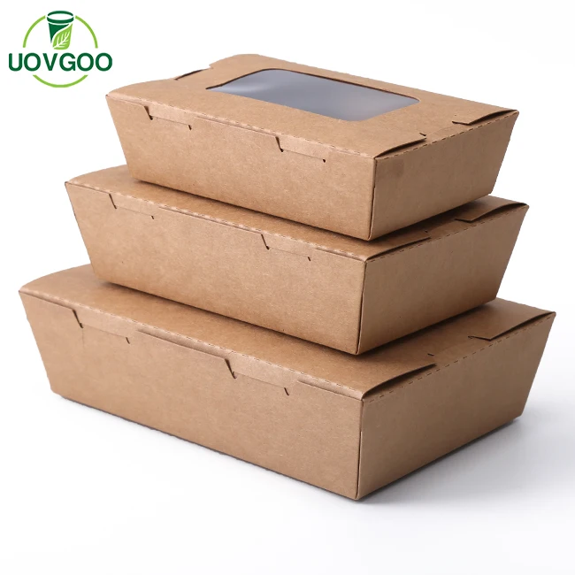 Cross Border Disposable Printing Paper Food Container Paper Box With Window Lid