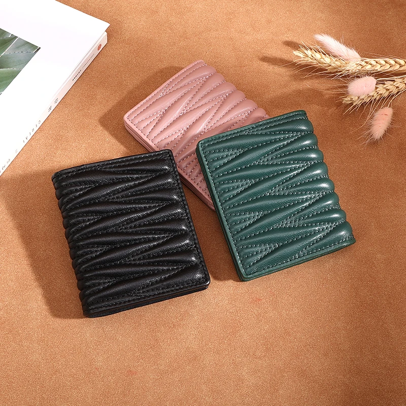 New Minimalist Small Short Cheap Mini Cute Sheepskin Leather Slim Leather Wallets For Woman Ladies Girls Stylish Purses