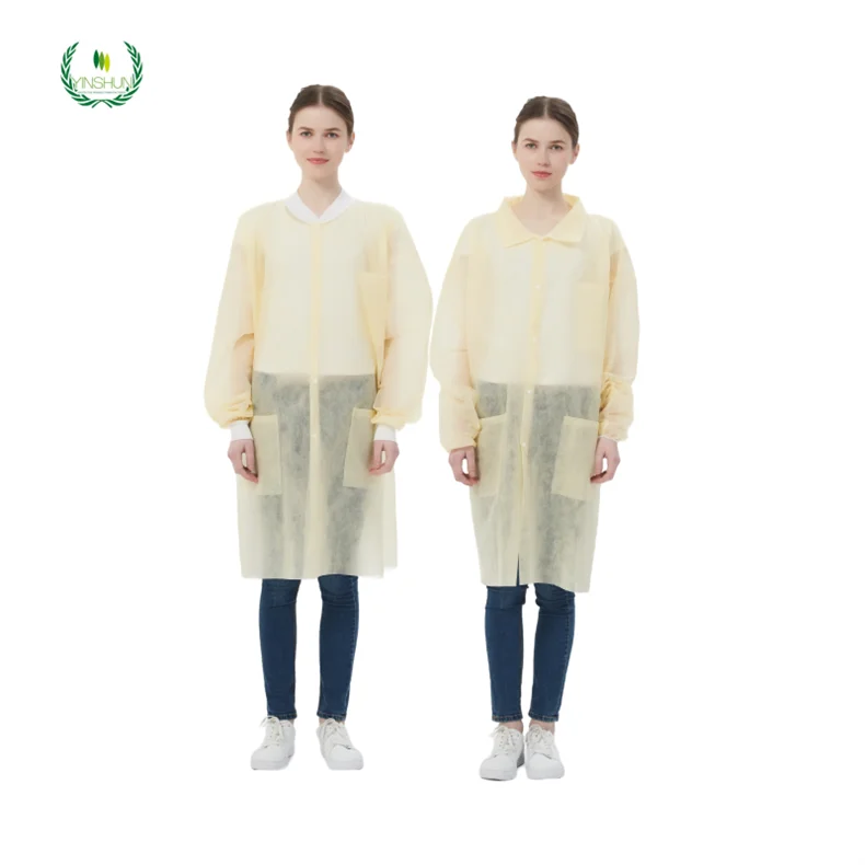cheap disposable medical gowns white isolation gowns snap button lab coat with snaps