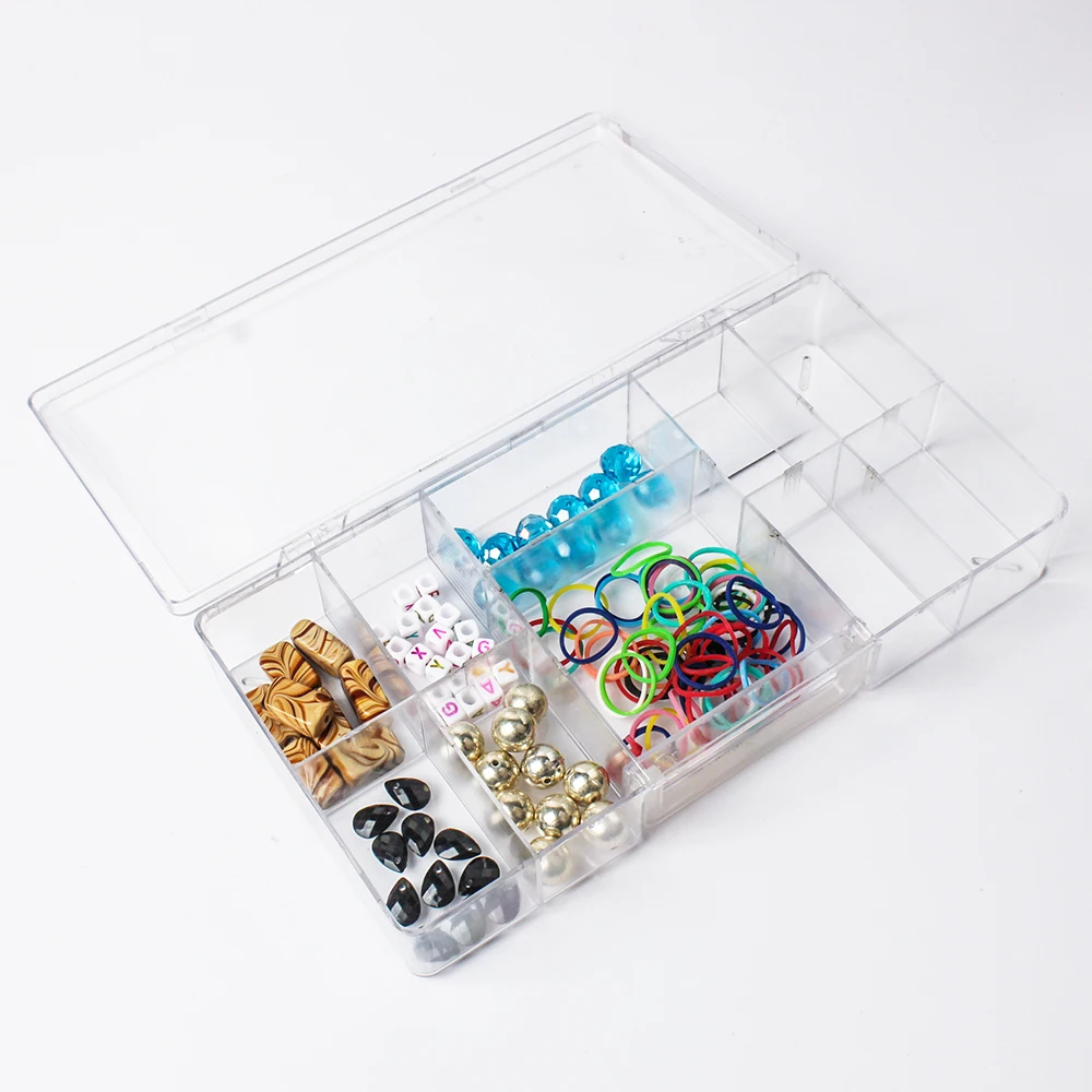 29504 Acrylic Storage box  bead organizer case Jewelry plastic storage box 10spaces with handle