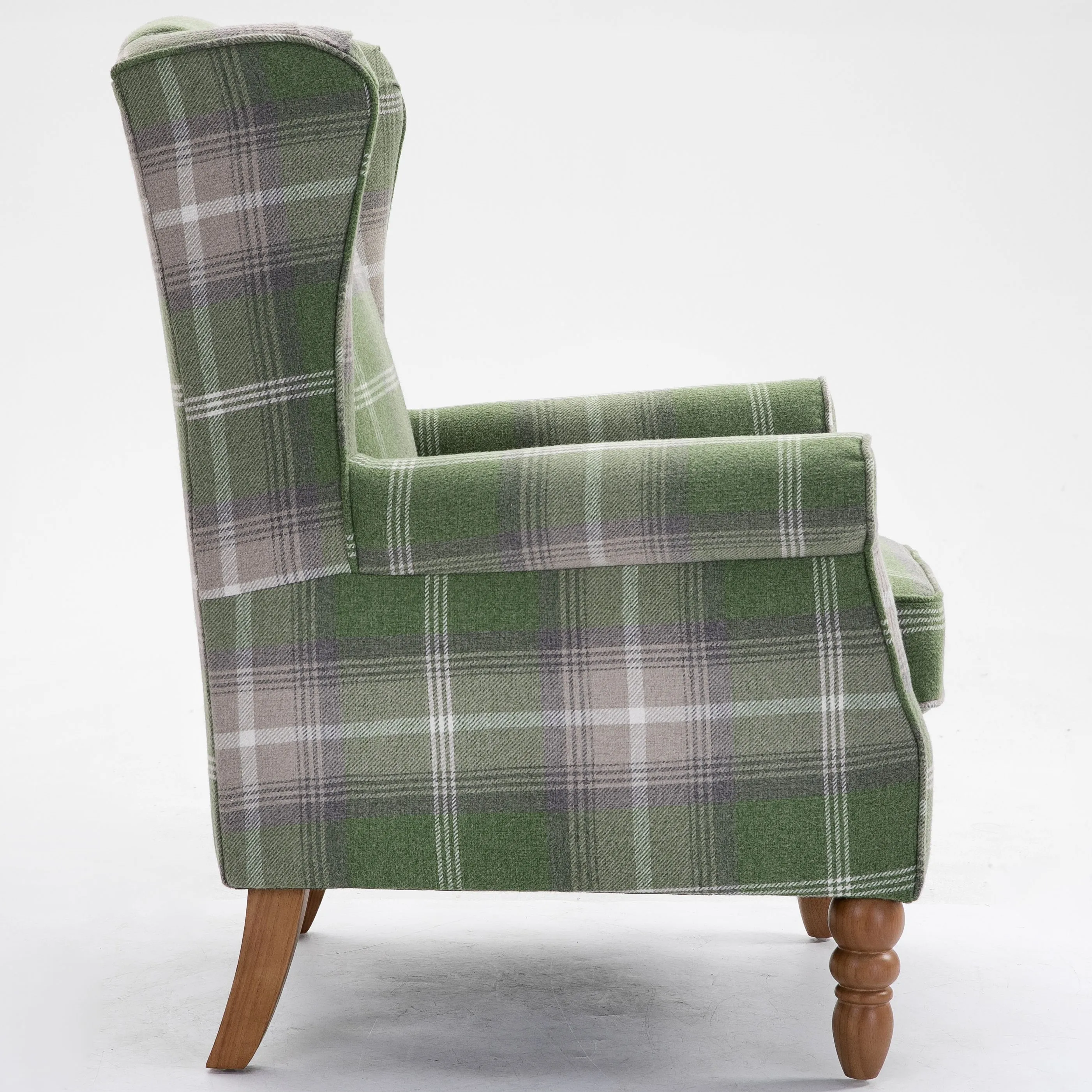 Классическое кресло из зеленой ткани с мягкими ножками из массива дерева для гостиной, стул с акцентом