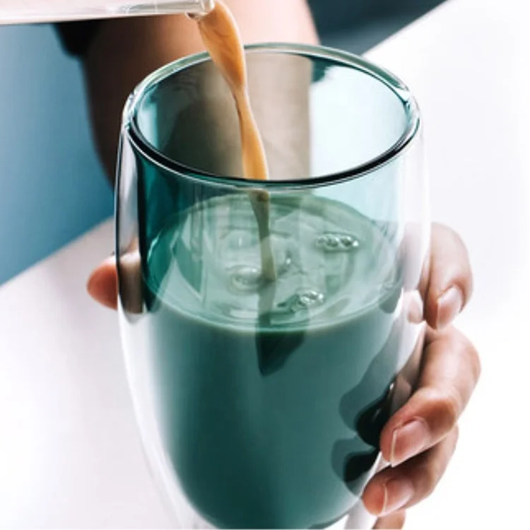 High Quality Customized Logo Double Wall Glass Milk Tea Wine Coffee Cup