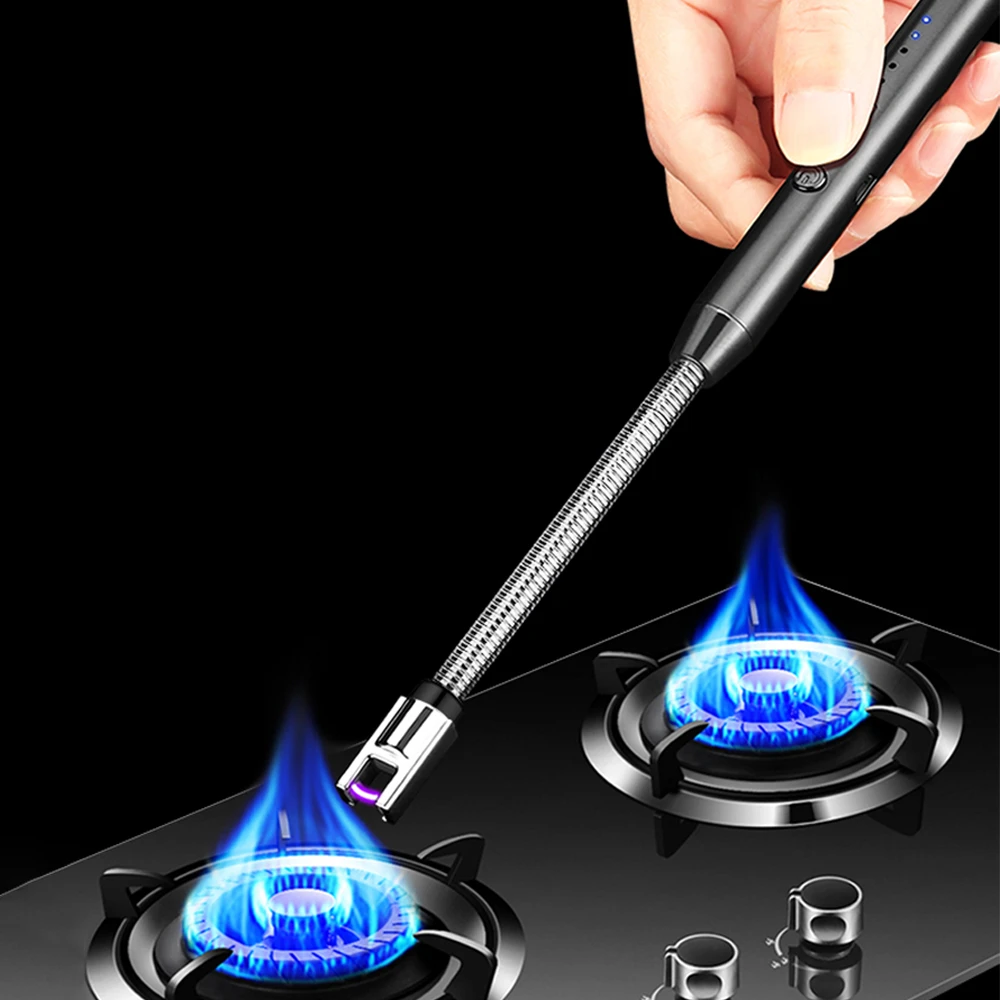 Ветрозащитная кухонная электрическая USB Зажигалка длинная свеча газовая плита для барбекю пистолет зажигания кемпинга перезаряжаемая беспламенная плазменная зажигалка