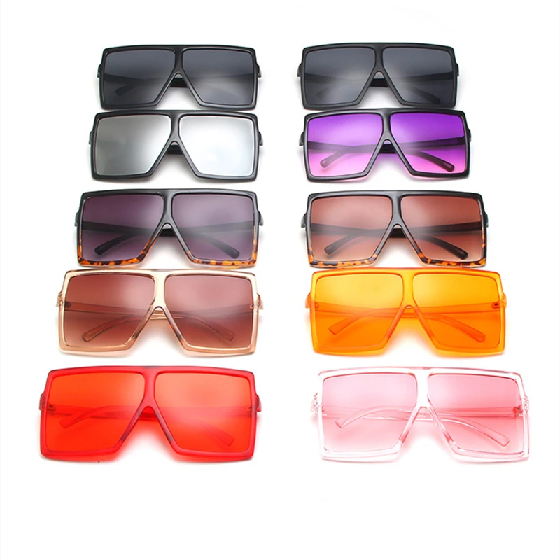 
2020 Oversized Square Sunglasses Women New Luxury Brand Trendy Flat Top Red Blue Clear Lens Vintage Men Gradient Shades GD17059 