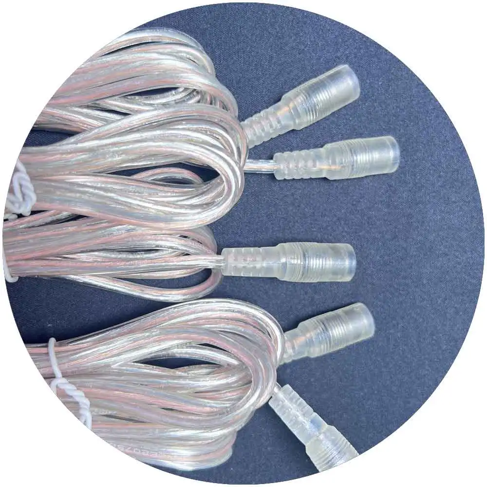 DC12V wire transparent  DC connector wire transformer for led neon lights dc power connector dc connector 2.1 x 5.5m