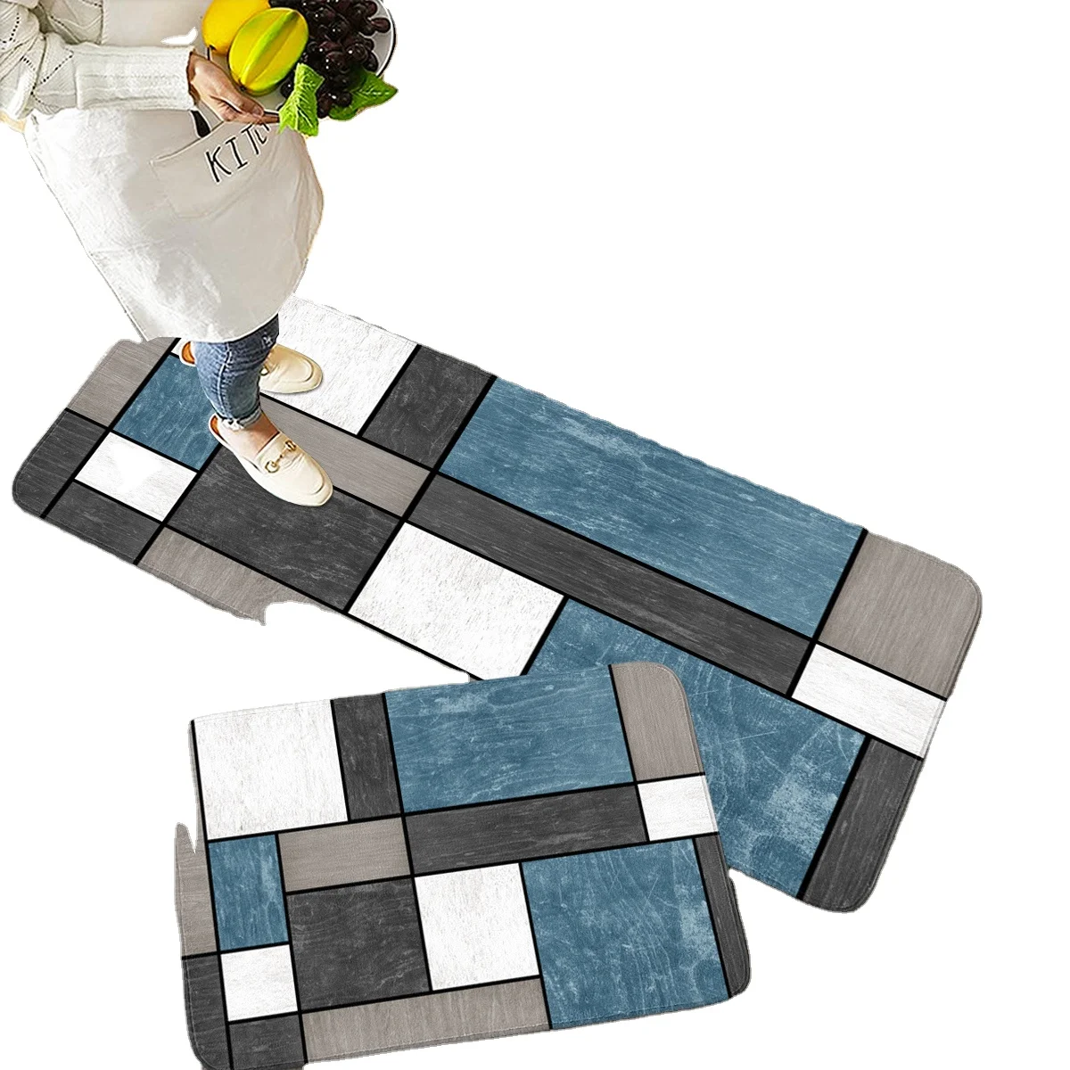 Bright and Colorful Printed Polyester Carpet Non-Slip Absorbent Soft Kitchen and Front Door Mat Washable