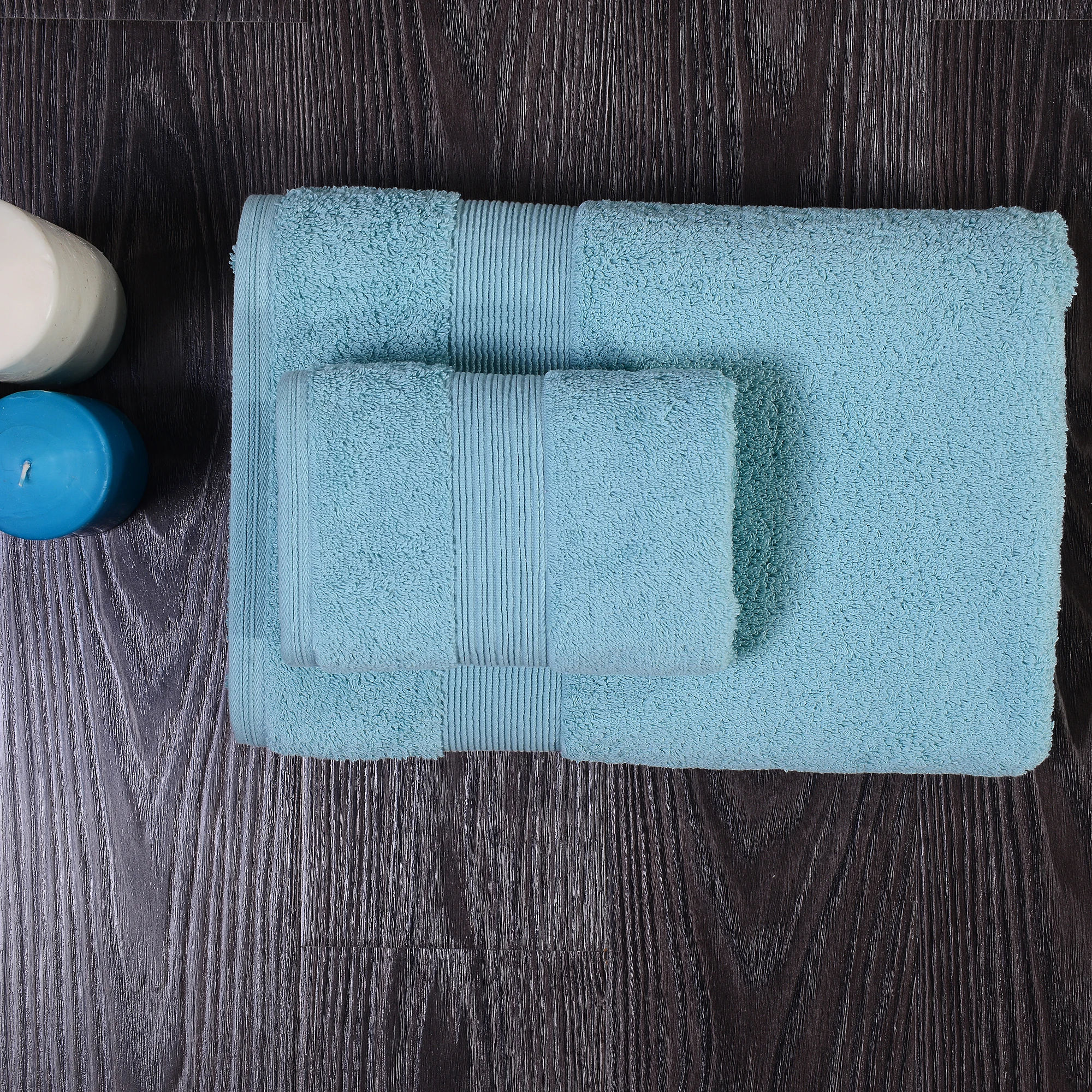 QUNZHEN Factory Wholesale Custom Color Blue Luxury shower hotel towel set