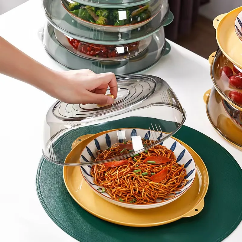Wholesale Plastic Microwave Food Plate Container Cover Multi Layer Food Vegetable Cover Heat-insulated vegetable cover