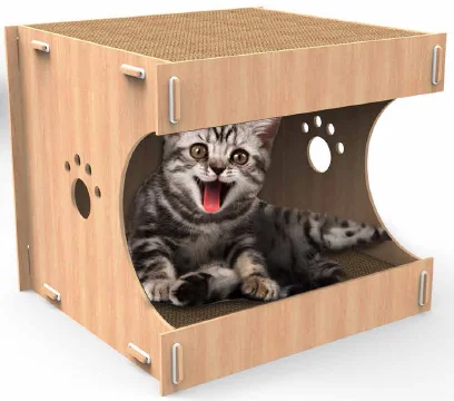 wooden cat house cat scratcher pet house