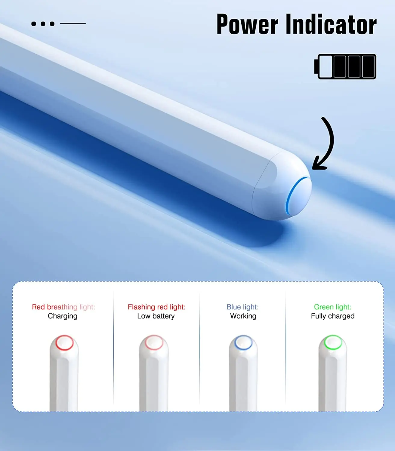 New Design Magnetic Suction Smart Pen Breathing Led indicator Wireless Stylus with Charging Stand for iPad