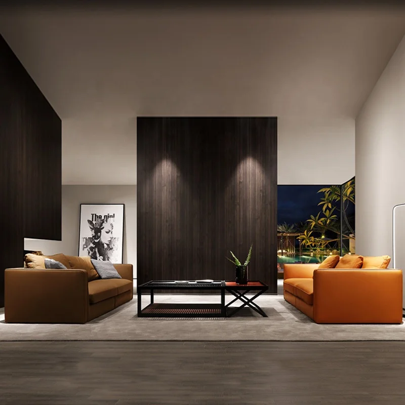 Italian Design Leather Sofa Set for Home Villa Hotel Lobby & Living Room-Custom 2/3/4 Seater Modern Couch