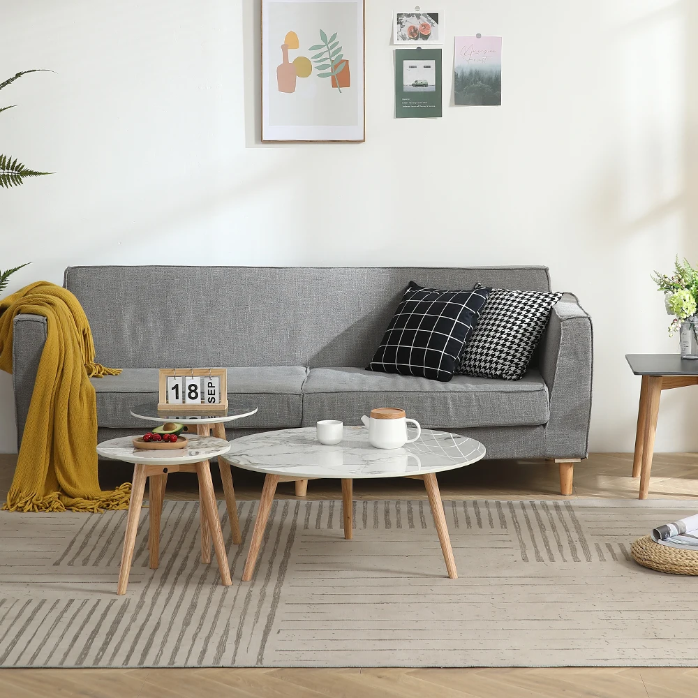 Living Room Furniture Design Luxury Big Coffee Tables and End Tables Round Coffee Side Table Fancy Hot Sell Oak New Modern