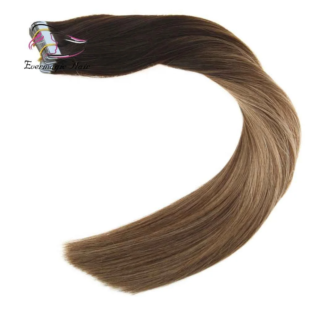 
Wholesale High Quality Balayage 2# 6# 27#Brazilian Human Hair Extensions Super Adhesive Virgin Tape In Hair ombre tape in hair 