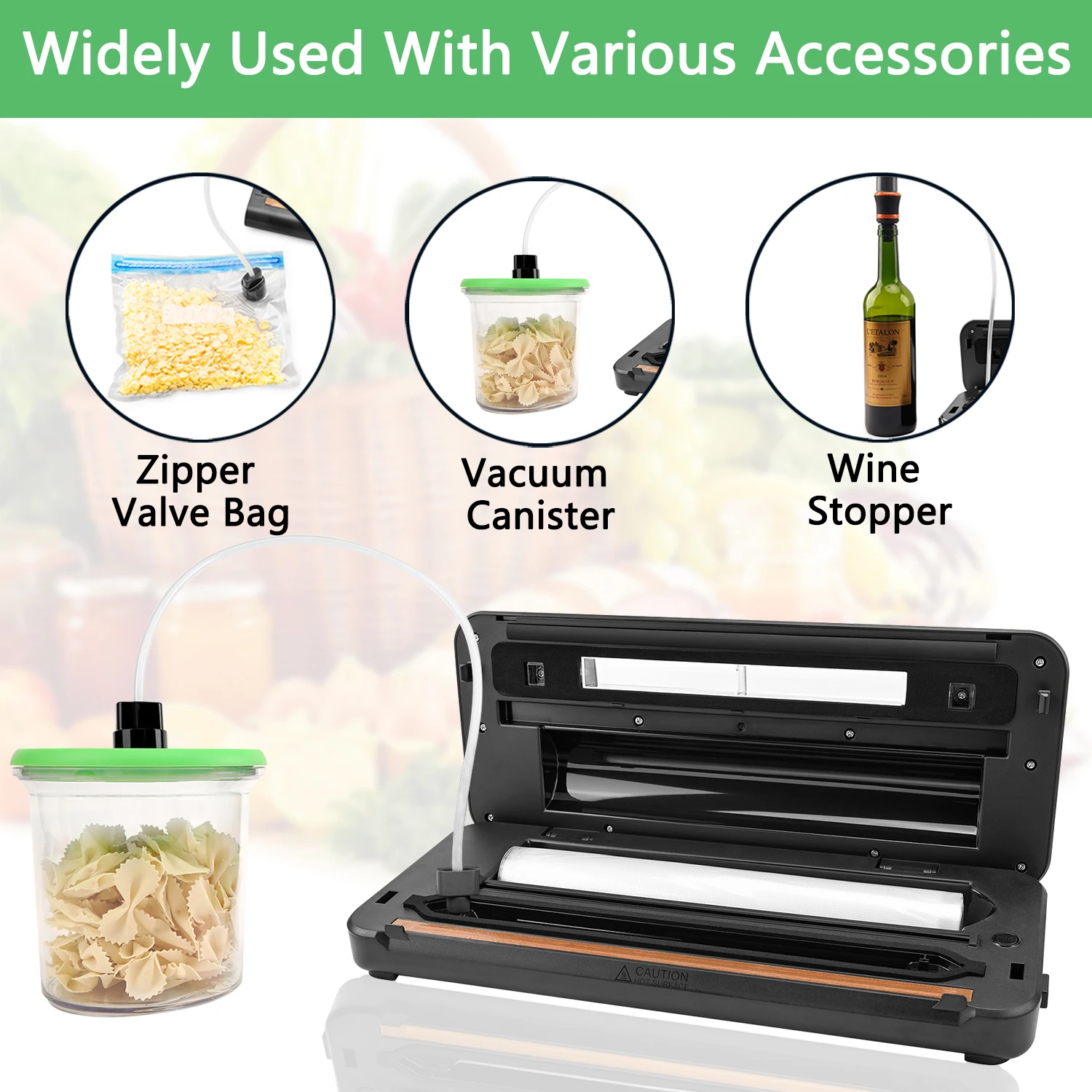 Portable Electric Vacuum Packing Machine with Built-in Cutter Plastic Electric Food Storage
