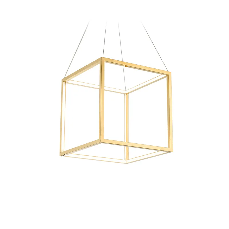Simple modern creative geometric personality restaurant bar chandelier home living room bedroom art lighting square frame lamp