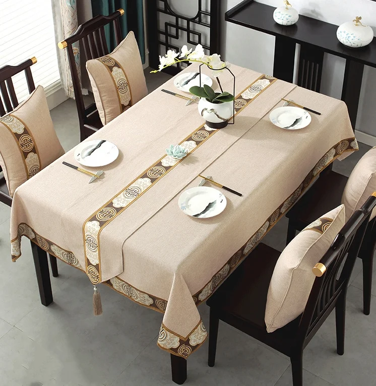 Modern High-End Linen Tablecloth Square Simple Style Oil Proof Washable Geometric Customizable Sample Home Hotel Restaurants