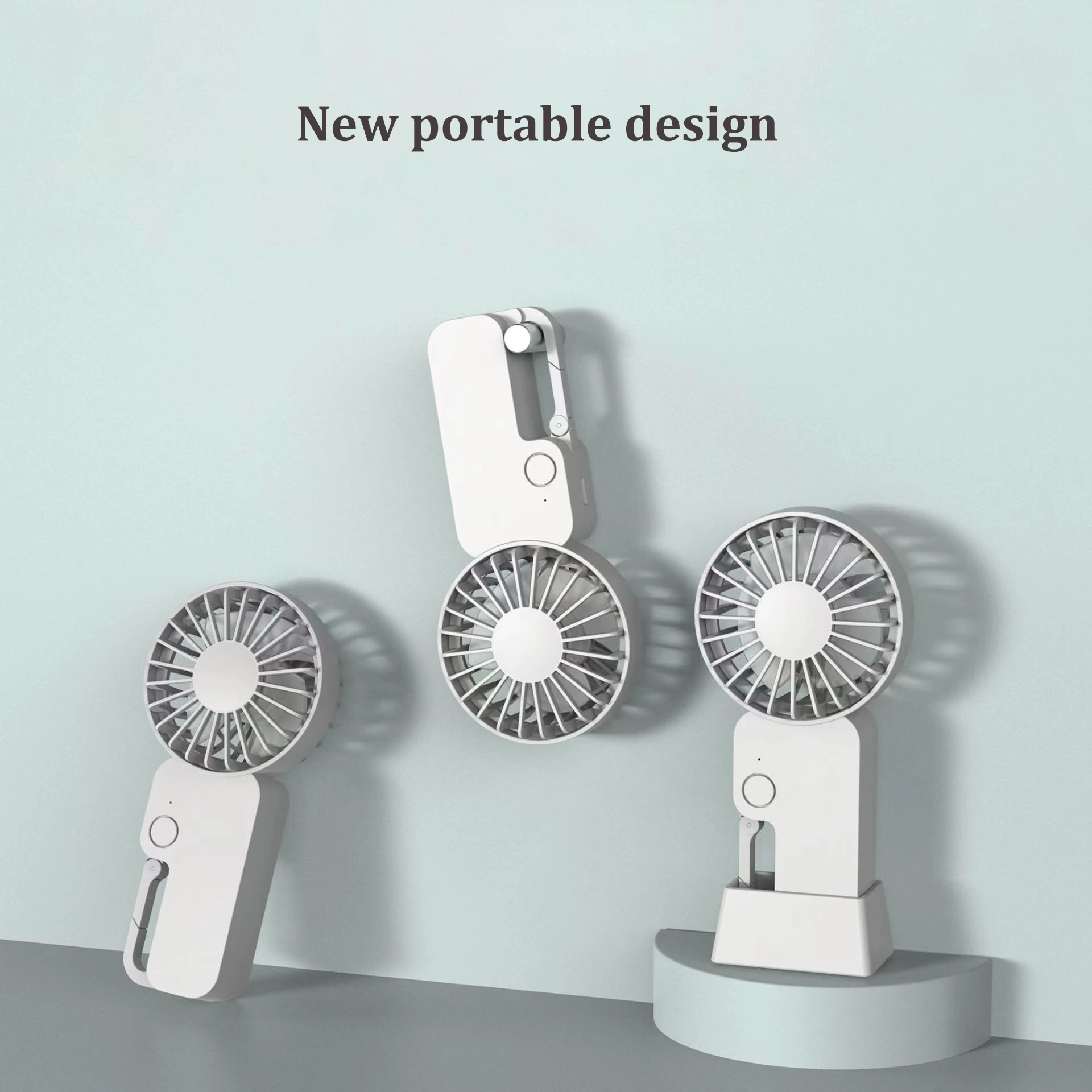 Mini Hand Fan Portable Rechargeable Backpack Hanging Standing USB Fan for Camping Travel