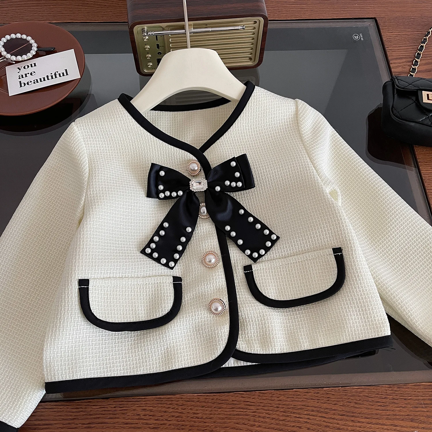 2024 Autumn Girl Clothing Sets Wholesale Spring Children Clothes Jacket Cake Skirts 2Pcs Outfit