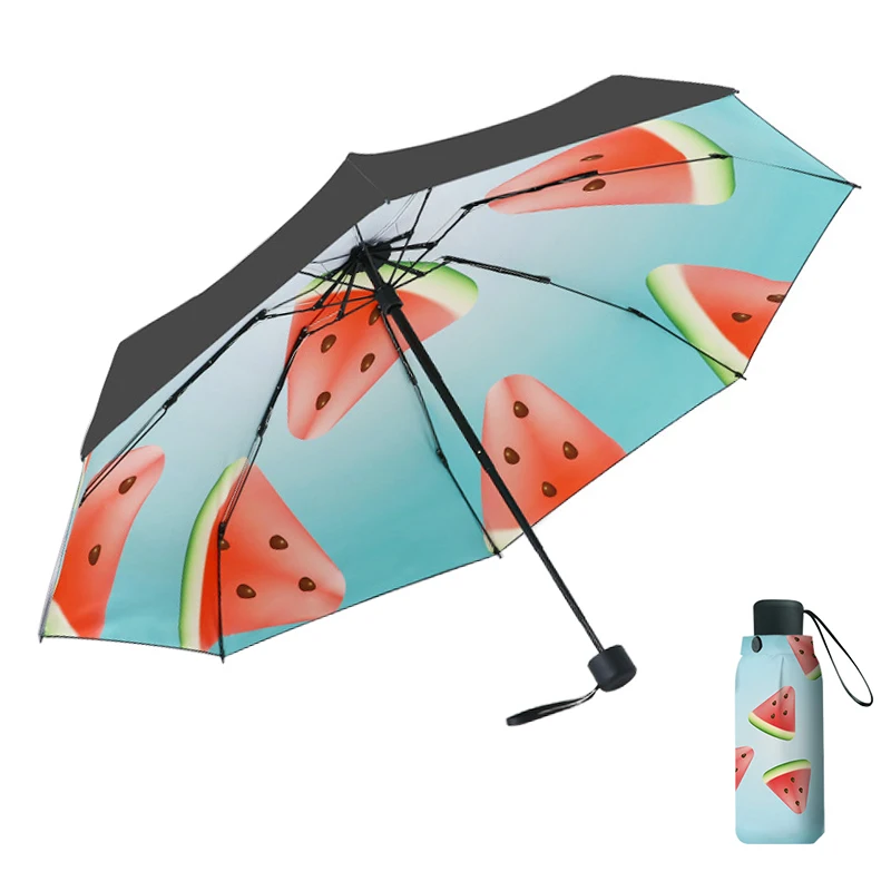 Hot Sale Super Mini Folding umbrella Multi-Color Fruit Watermelon Print Capsule Umbrella