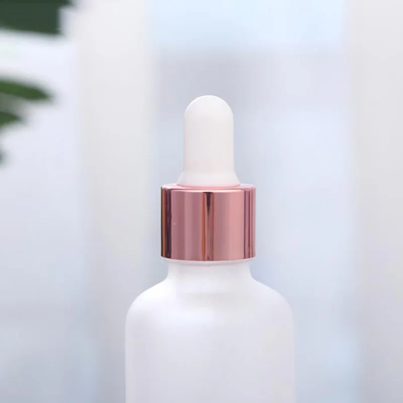 Rose Gold 10ml 30ml 60ml Empty Frosted Cosmetic Glass Serum Bottle with Dropper