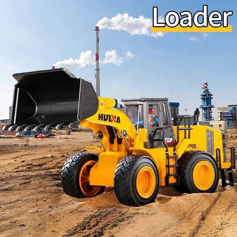 Huina 1154 1:35 Scale ABS Aluminum Alloy Metal Diecast Static Road Roller Wheel Loader Engineering Vehicle Model Toy