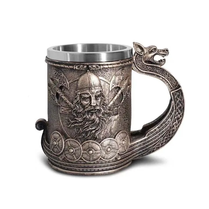 Wooden Barrel Stainless Steel Beer Mugs Germany Beer cup Creative Coffee Drink Mug with handle