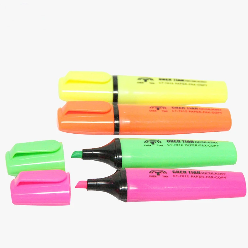 
New style custom logo fluorescent color highlight pen creative student big capacity highlighter pen 