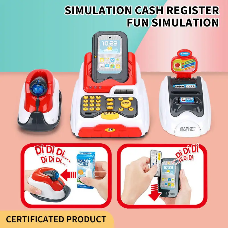 Supermarket Toy Kids Cash Register Set Credit Card Machine Toy