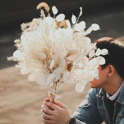 Wholesale White Artificial Flower Silk Flower Silver Fan Leaf for home decoration