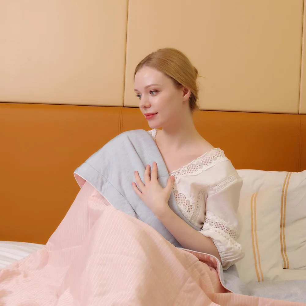 Weighted Blanket for Adults Cream Style French Design Queen Size Silk Satin Summer Duvet Bedding Set