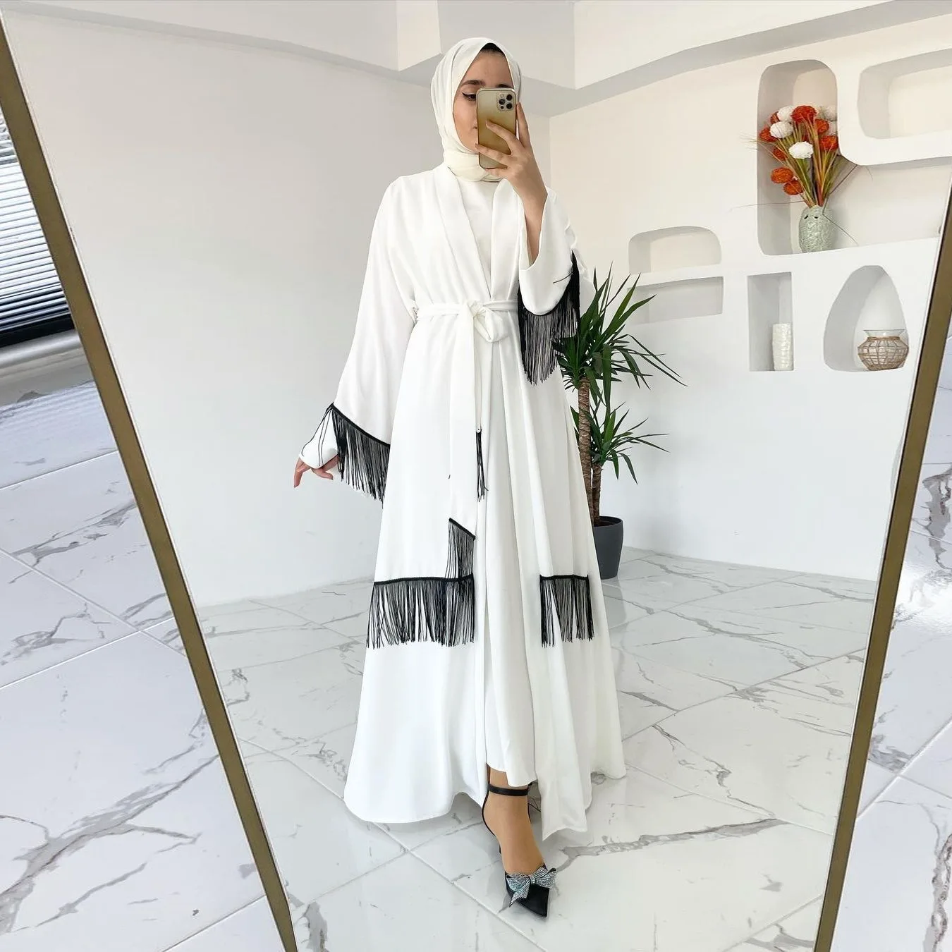 Middle Eastern Arab Islamic Clothing  Tassel Fashion Abaya Dubai For Muslim Women Dress