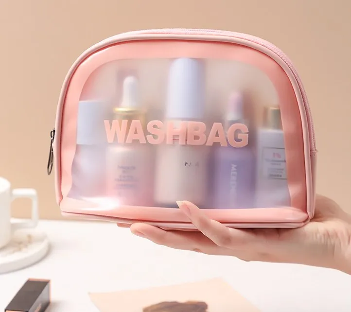 High quality pink PVC or EVA cosmetic make up travel bag