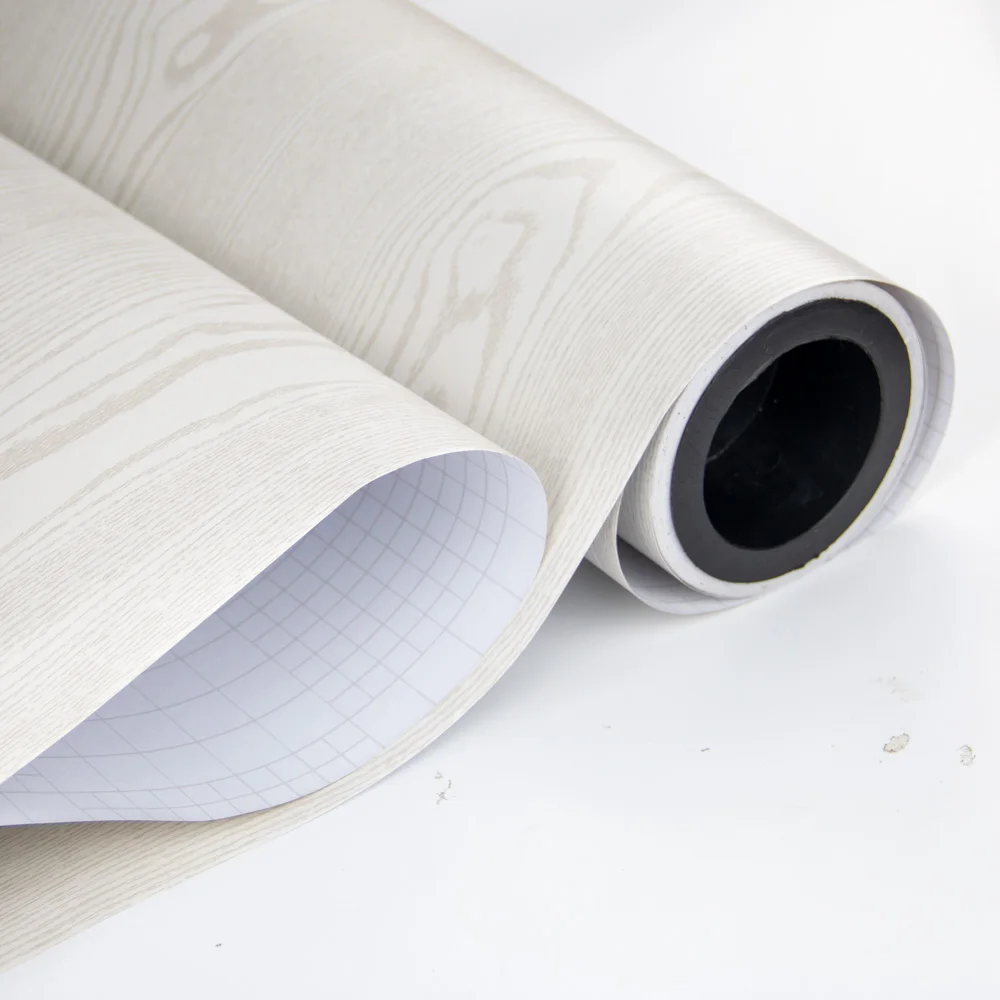 PVC Self-Adhesive Wallpaper Premium White  Modern Wood Grain Contact Paper for plastic flooring