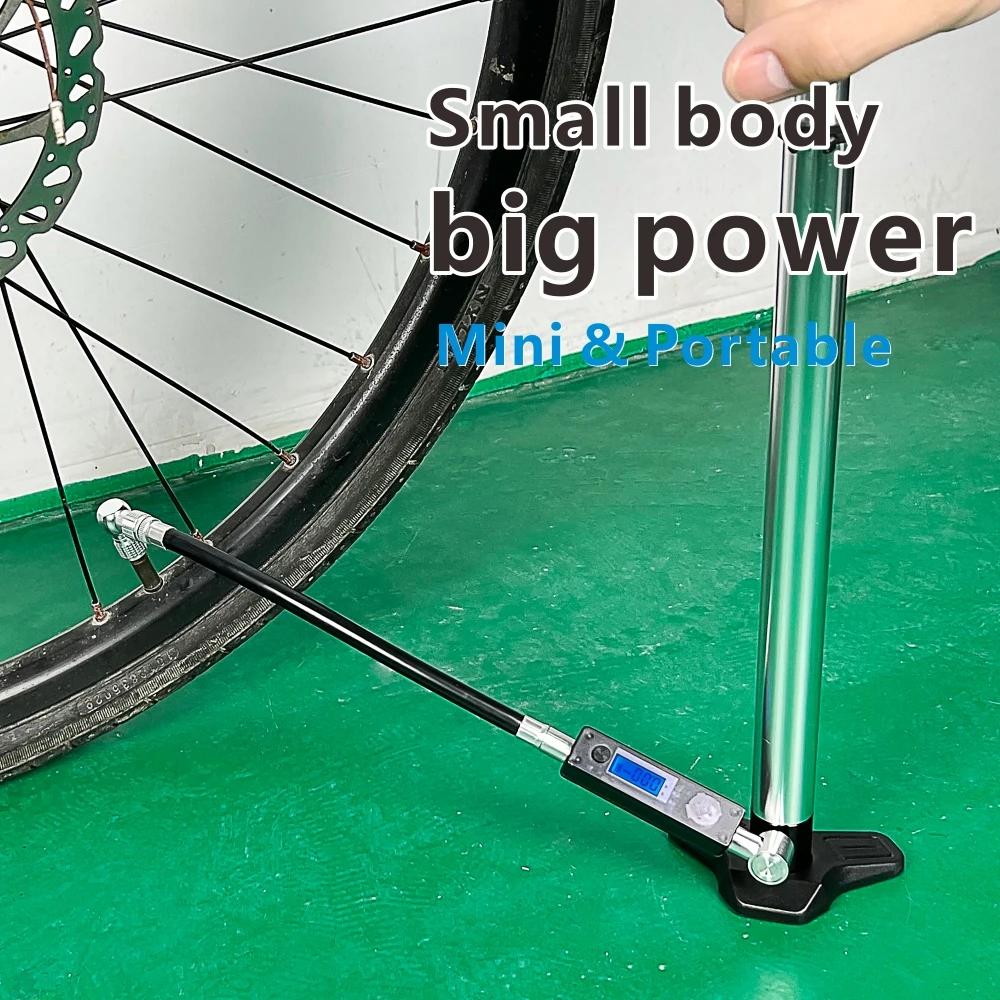 Converted Schrader Presta L-Shape valve 150psi Portable Bicycle Floor Pump with Electric Pressure Gauge