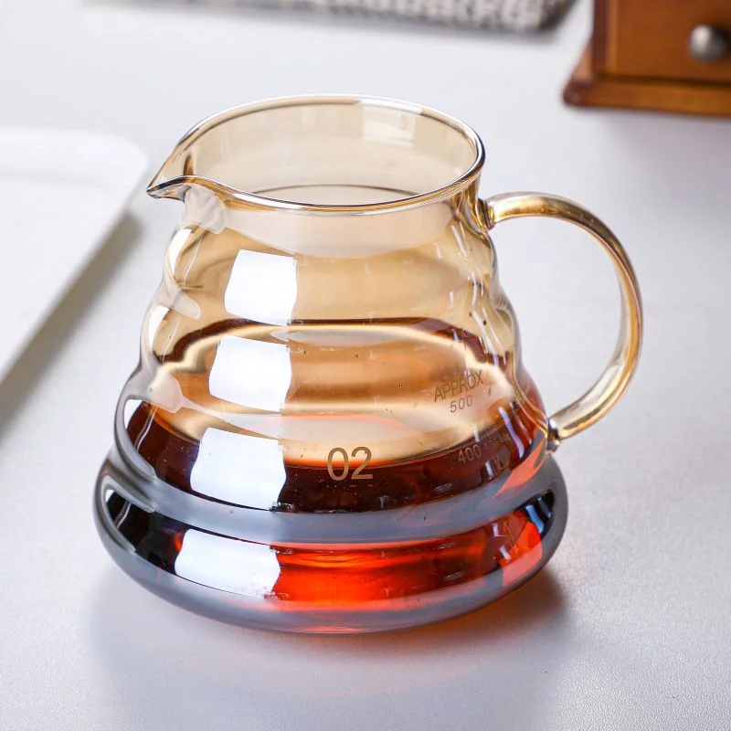 New design electroplating champagne heat-resistant glass coffee dripper Filter Cup Server Pot Set