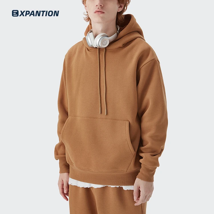 EXP OEM custom printed embroidery logo drop shoulder autumn winter pullover plain men workout hoodies