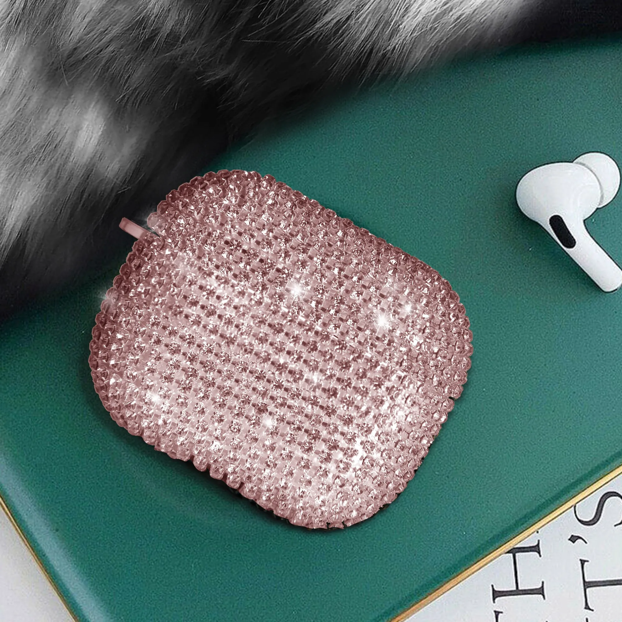  Women Fashion Hot Full Protective Pink Diamonds Shiny Bling Glitter TPU Airpods Case Cover for 3