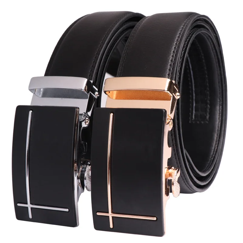 125CM Automatic Buckle 100% Real Leather Belt Buckles Vintage Genuine Leather