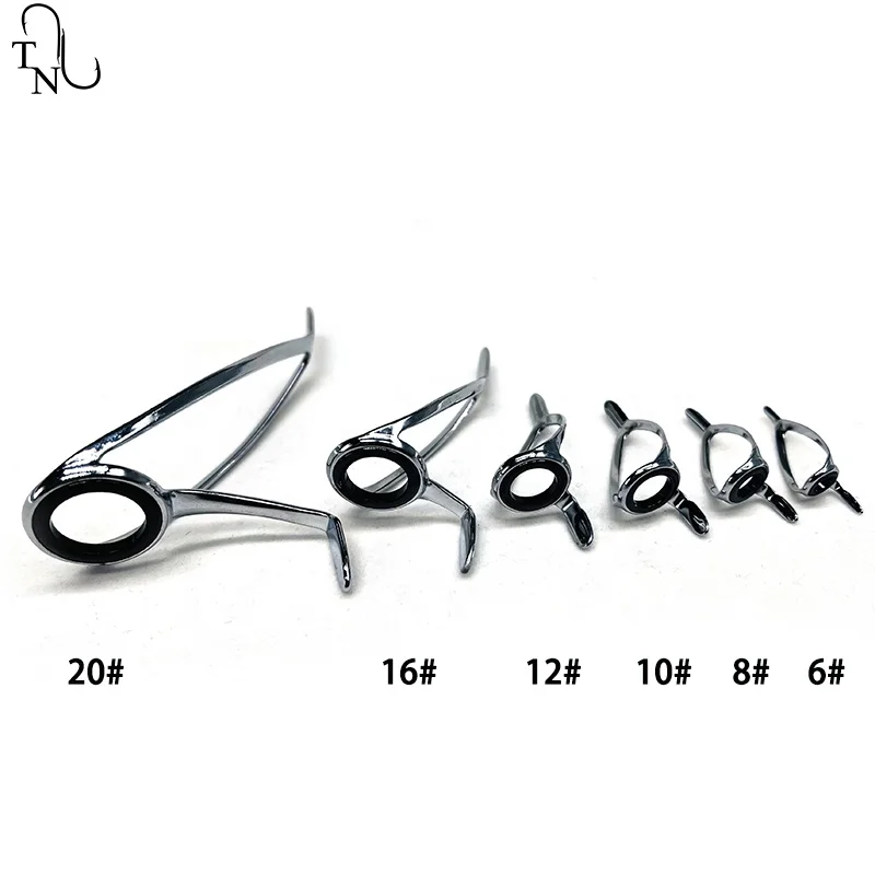 TN11 6PCS Mixed Size Stainless Steel Fishing Rod Guide Repair Kit Guides Eyes Sets Ceramic Ring Fishing Rod Building Repair Kit