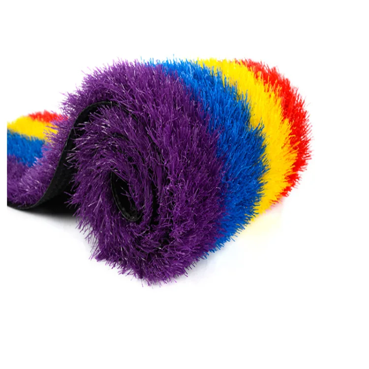 Colorful soft blue yellow white purple red pink artificial turf grass