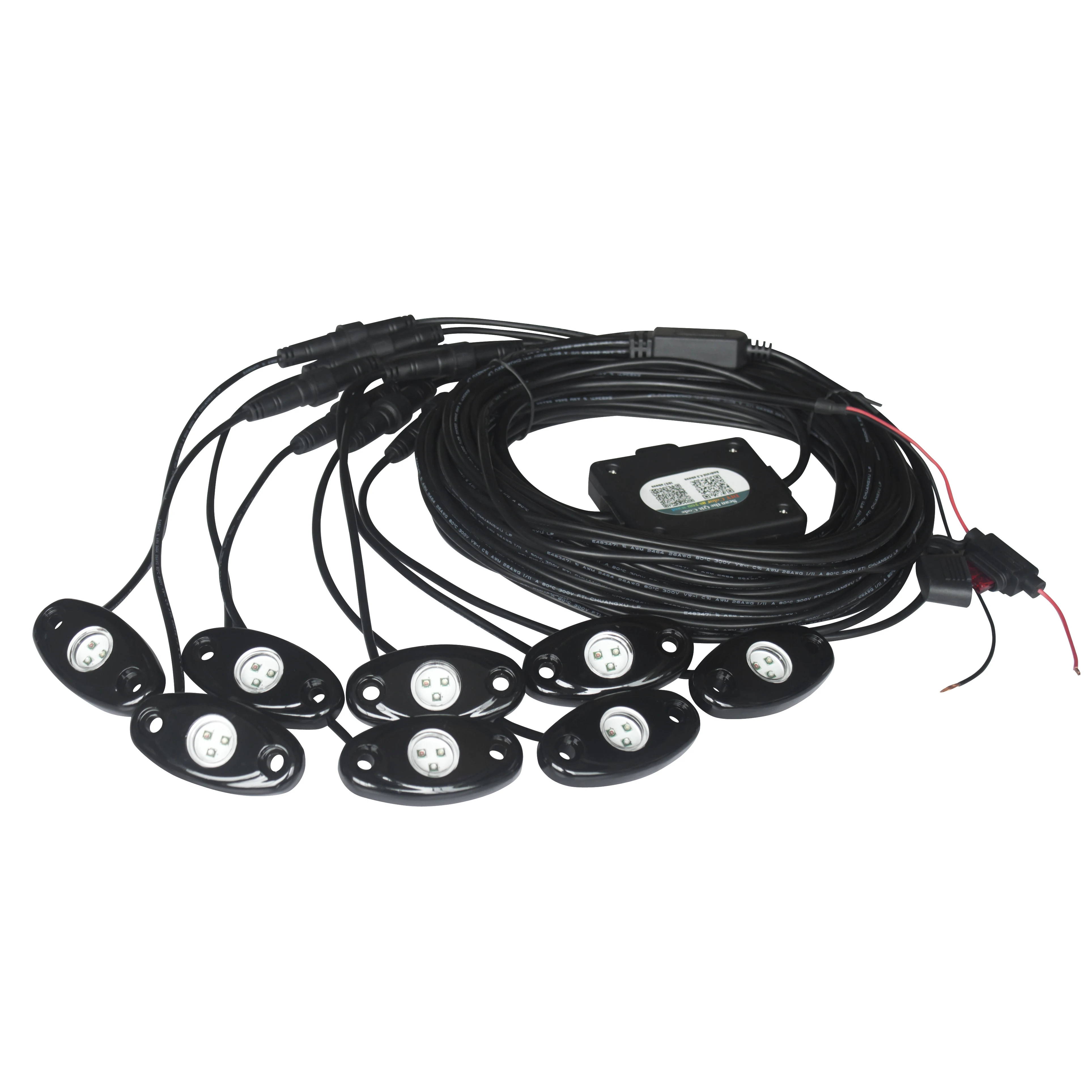 Комплект подсветки Rock Light RGB 1 контроль 8 светодиодов управление через приложение голубые зубы подземное освещение 12 В 9 Вт для джипа квадроцикла 4x4 внедорожника