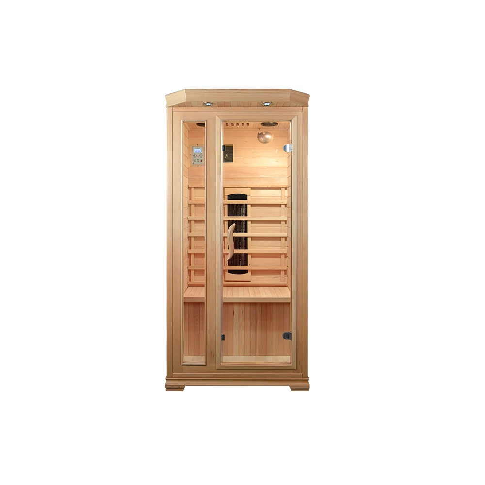 Luxury Ceramic Heaters Far Infrared Sauna 1 Person Hemlock Wooden Sauna Room