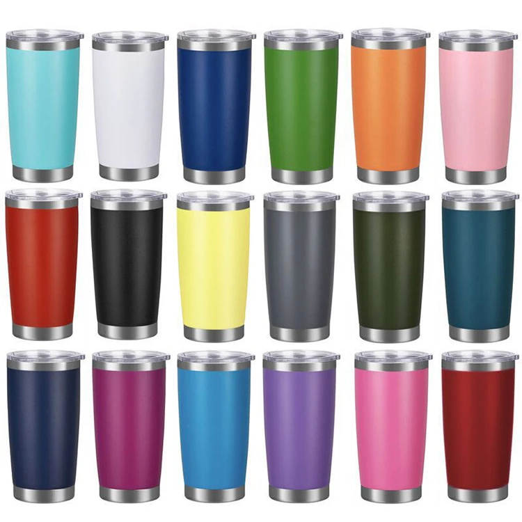 2024 Hot Selling Product 20oz Custom Logo Powder Coated Double Wall Tumblers Insulated Travel Coffee Mug Cup With Lid