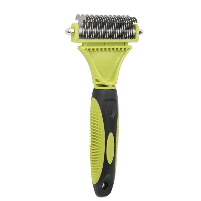 Garfield stainless steel pet hair 2 in 1 cat dog rake deshedding dematting brush comb grooming tools